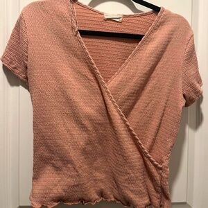 Salmon pink ruffle wrap top - Altar'd State
